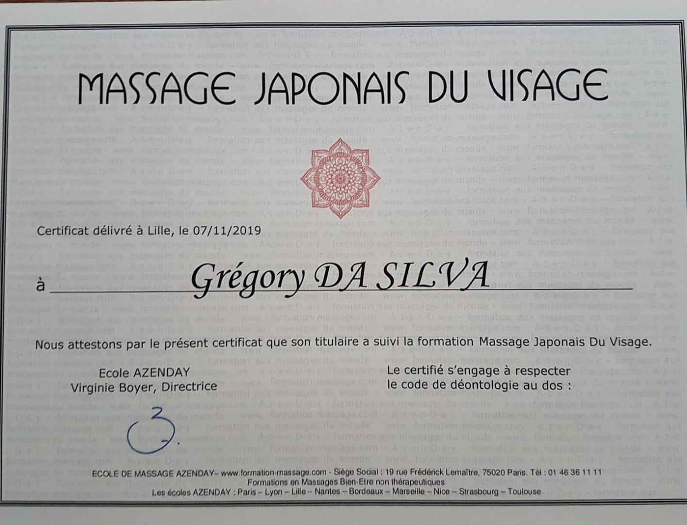 Certificat Massage Japonais du visage