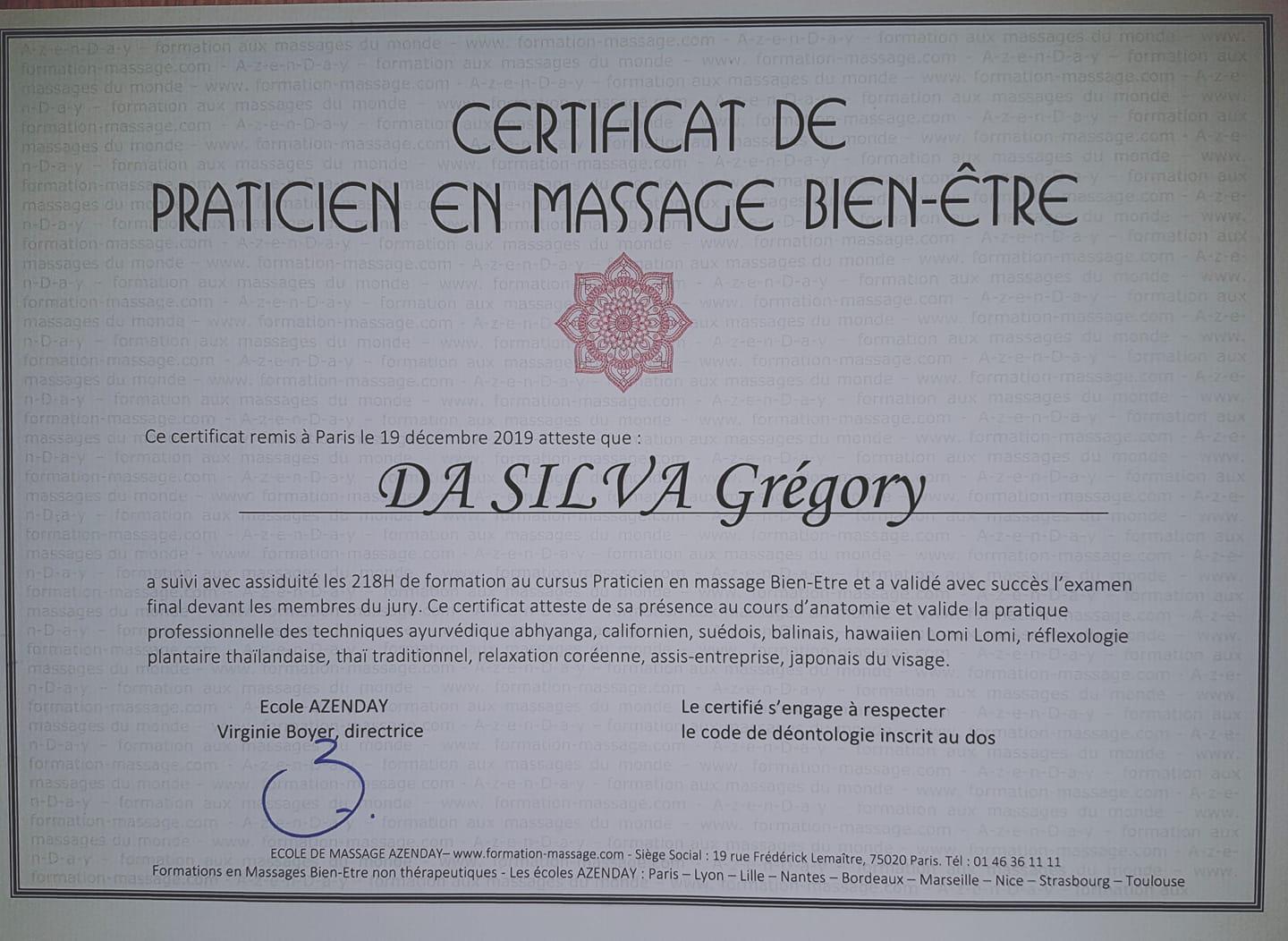Certificat de Praticien en massage bien-être